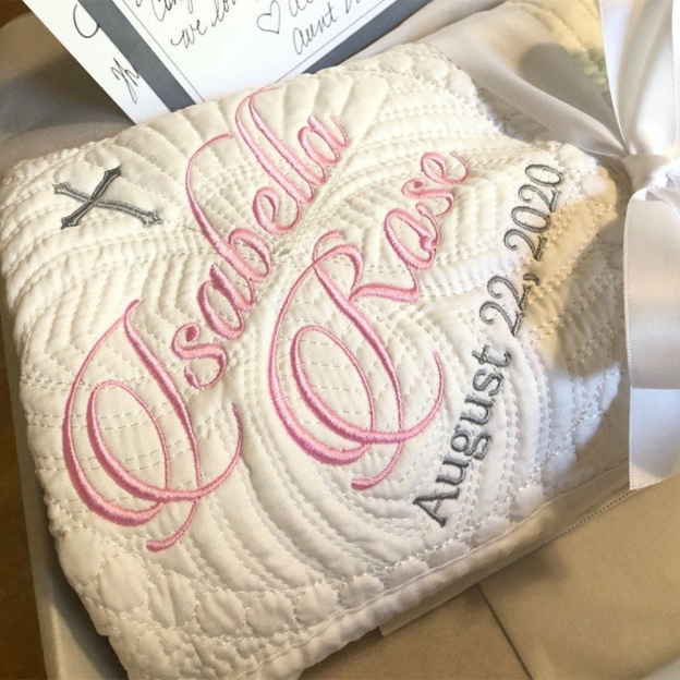 Personalized Embroidered Baptism Gift Blanket | CWBaby266