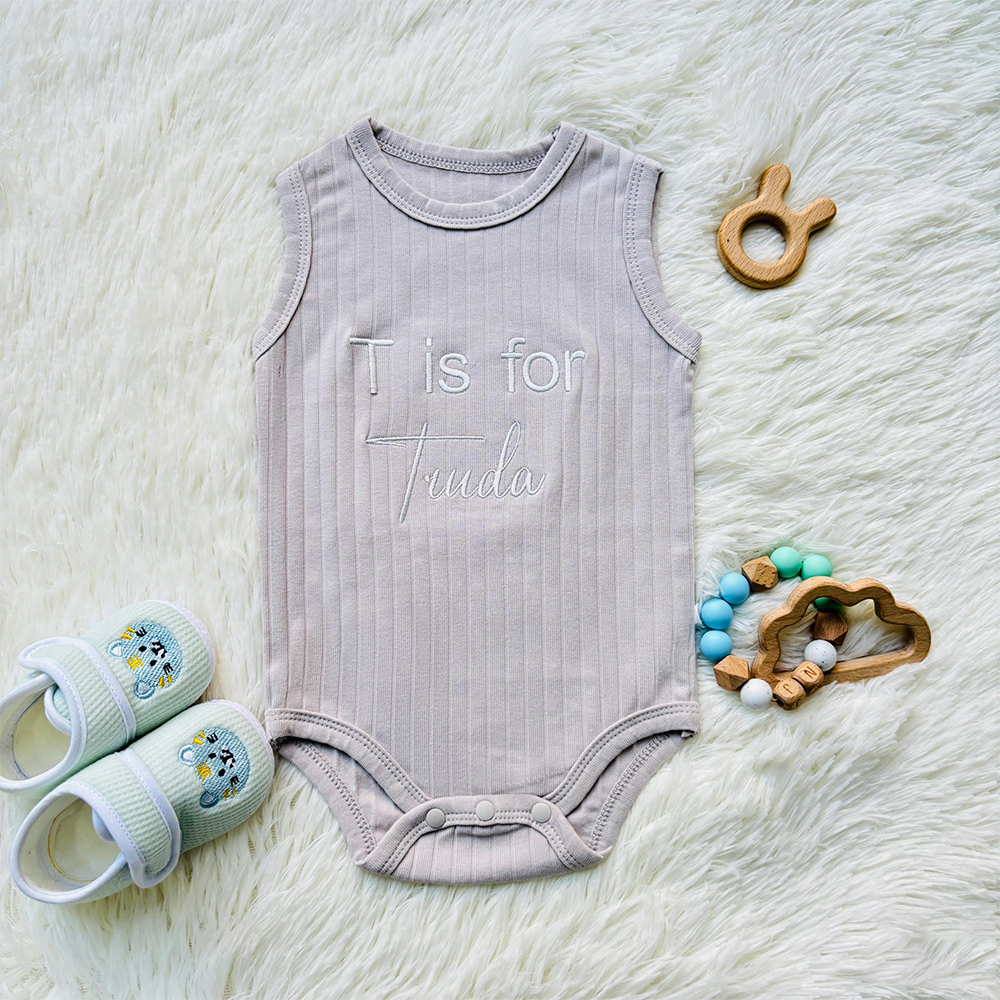 Personalized Embroidered Baby Summer Cool Breathable Romper | CWBaby264