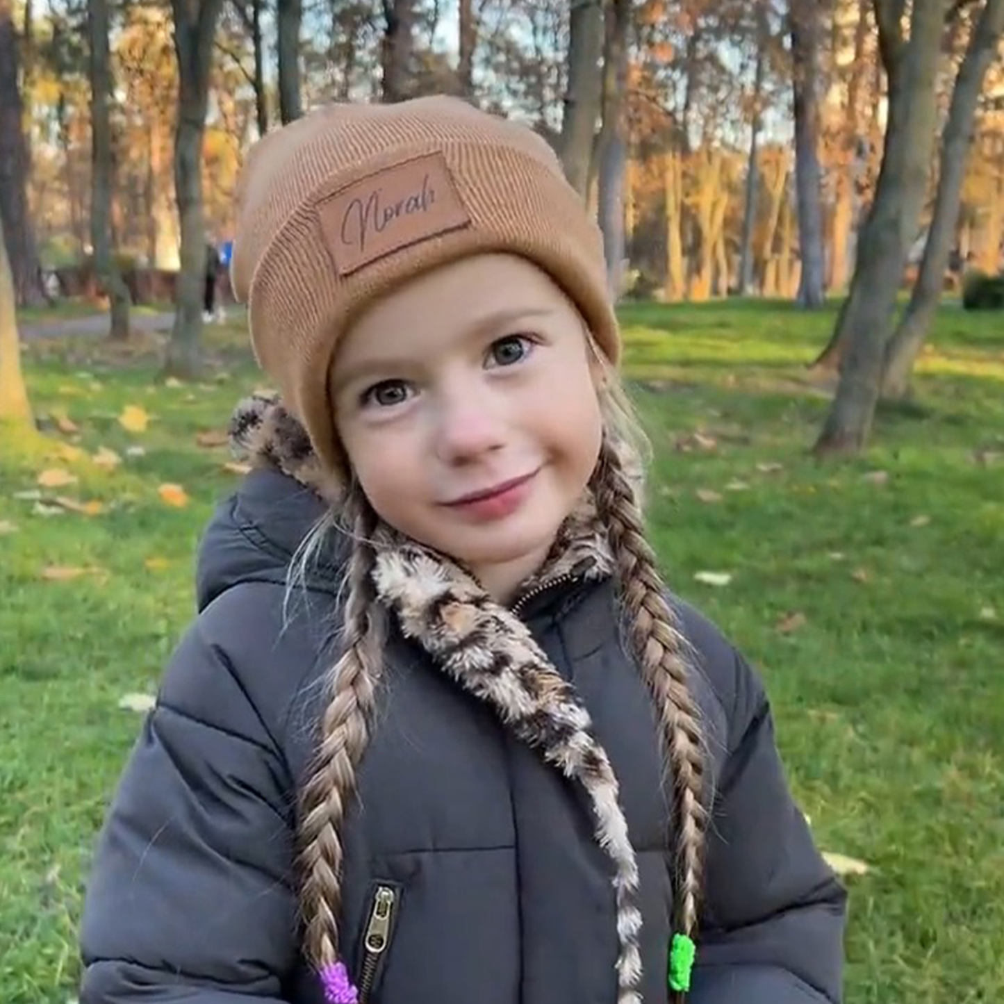 Personalized Leather Patch Beanie for Comfort & Unique | HSKid37