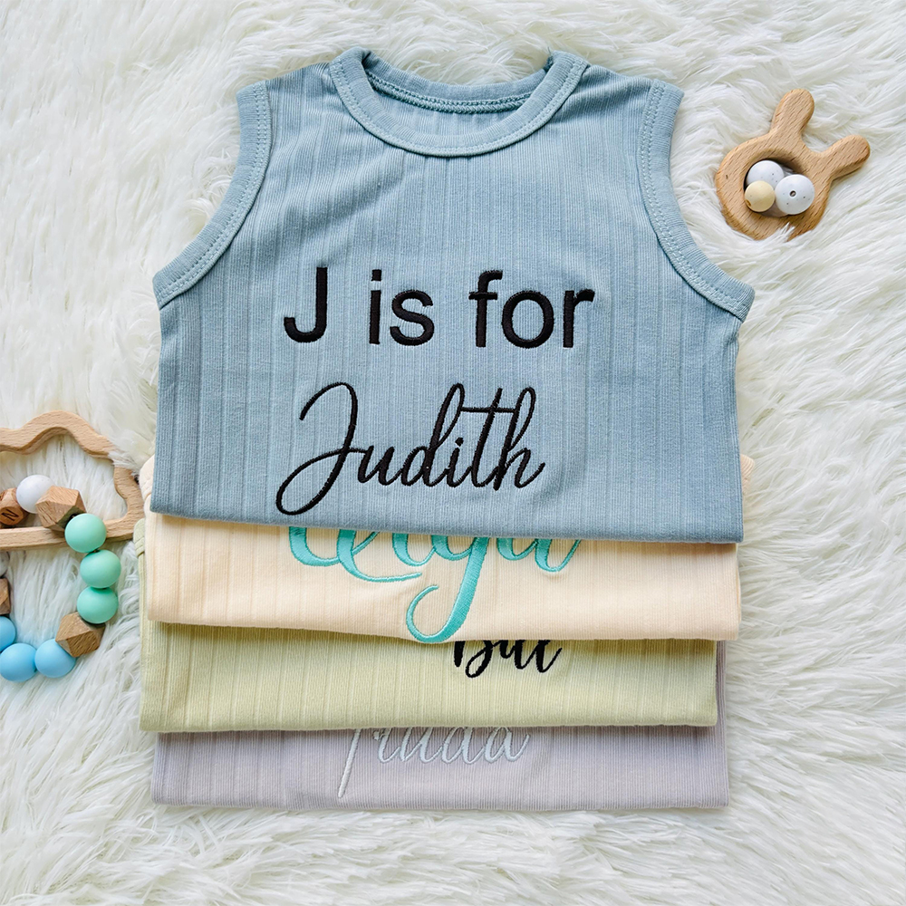 Personalized Embroidered Baby Summer Cool Breathable Romper | CWBaby264