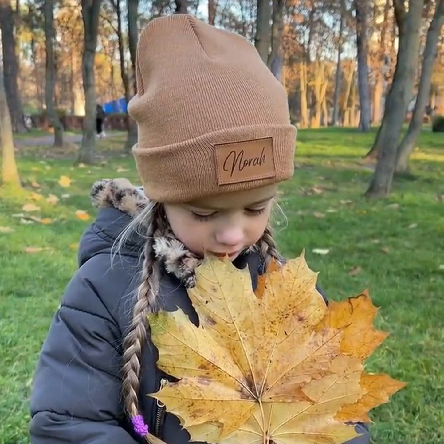 Personalized Leather Patch Beanie for Comfort & Unique | HSKid37