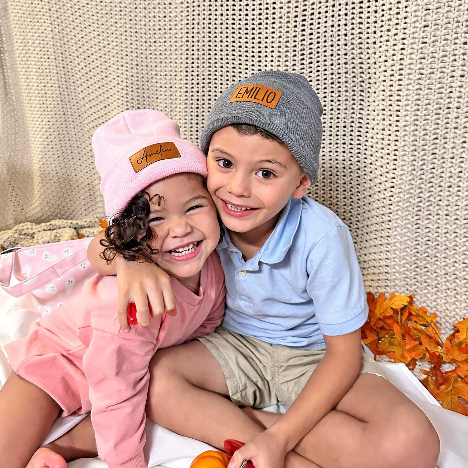 Personalized Leather Patch Beanie for Comfort & Unique | HSKid37