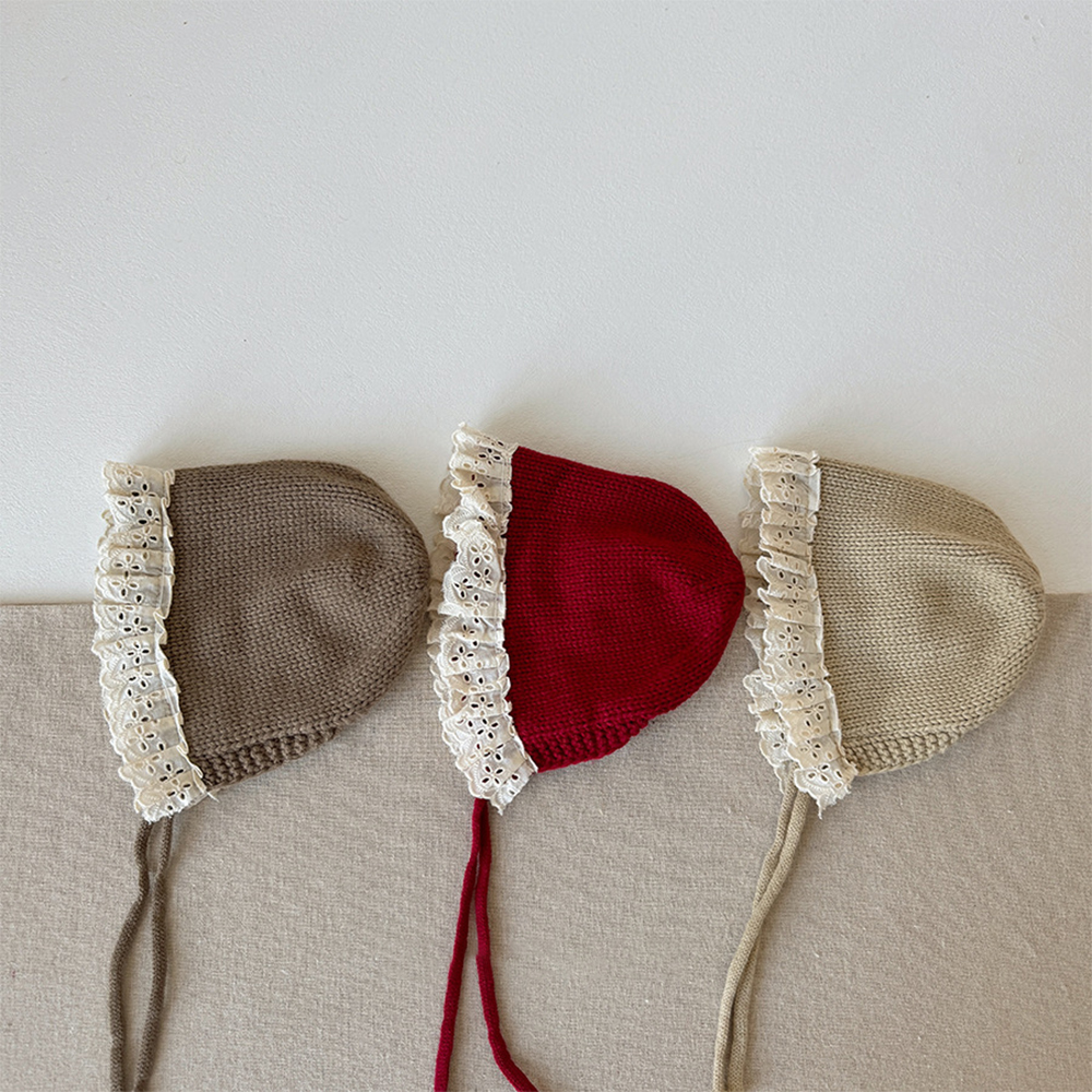 Personalized Embroidery Winter Hat Lace Bonnet | HSKid61