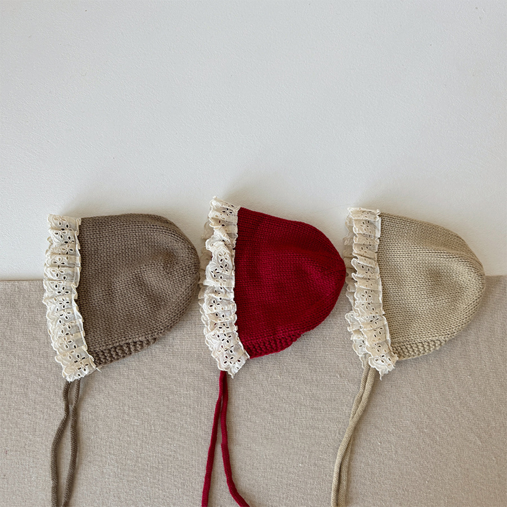 Personalized Embroidery Winter Hat Lace Bonnet | HSKid61