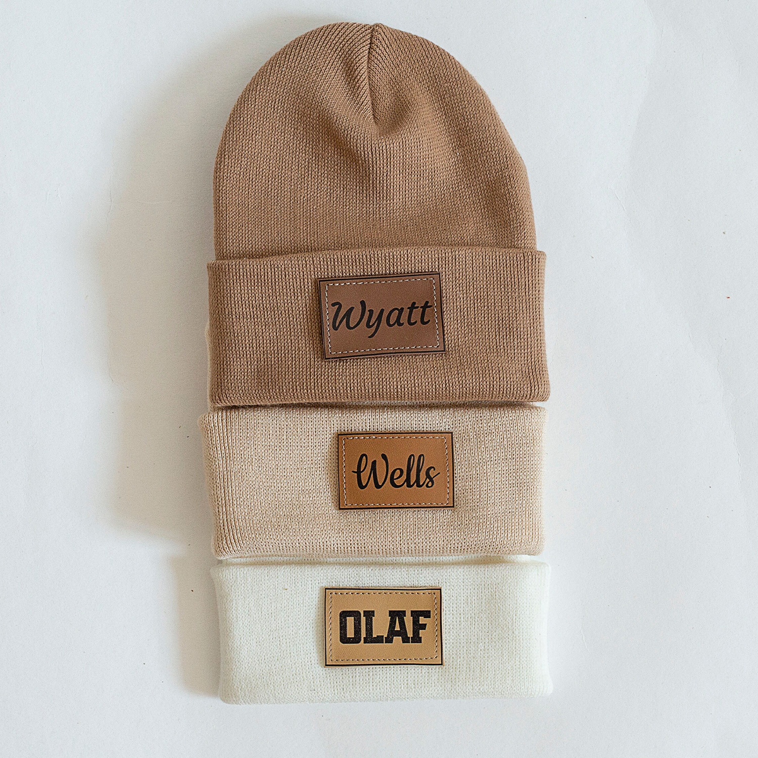 Personalized Leather Patch Beanie for Comfort & Unique | HSKid37