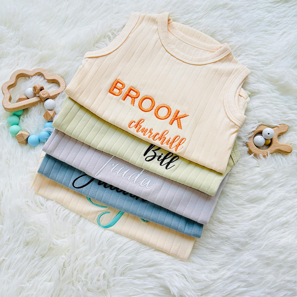Personalized Embroidered Baby Summer Cool Breathable Romper | CWBaby264