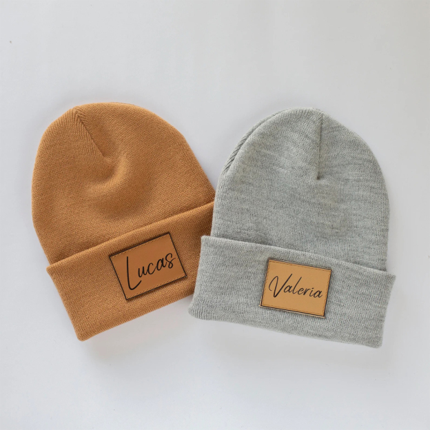 Personalized Leather Patch Beanie for Comfort & Unique | HSKid37