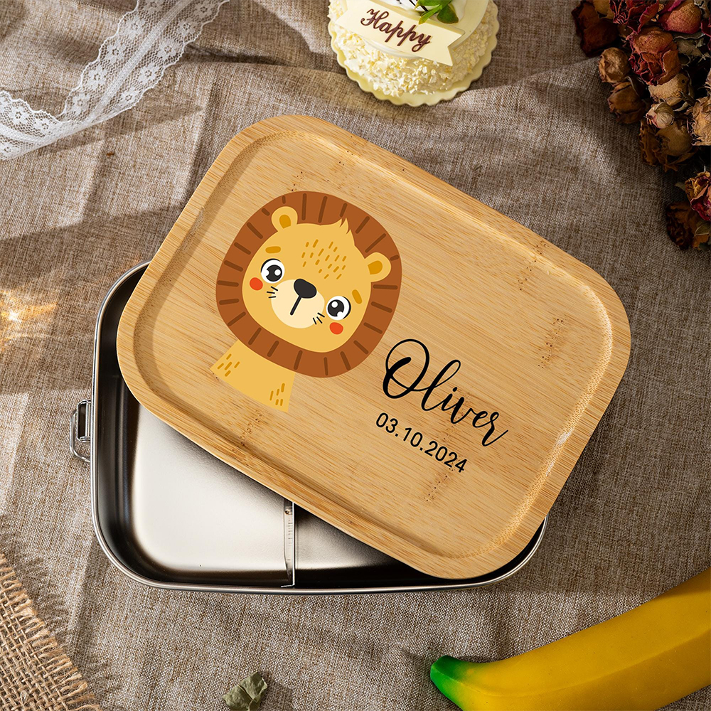 Personalized Wooden Children's Stainless Lunch Box | CWToy134
