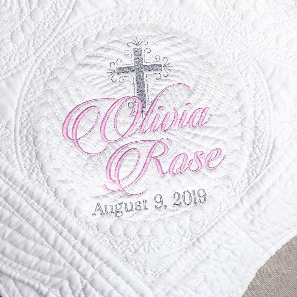 Personalized Embroidered Baptism Gift Blanket | CWBaby266