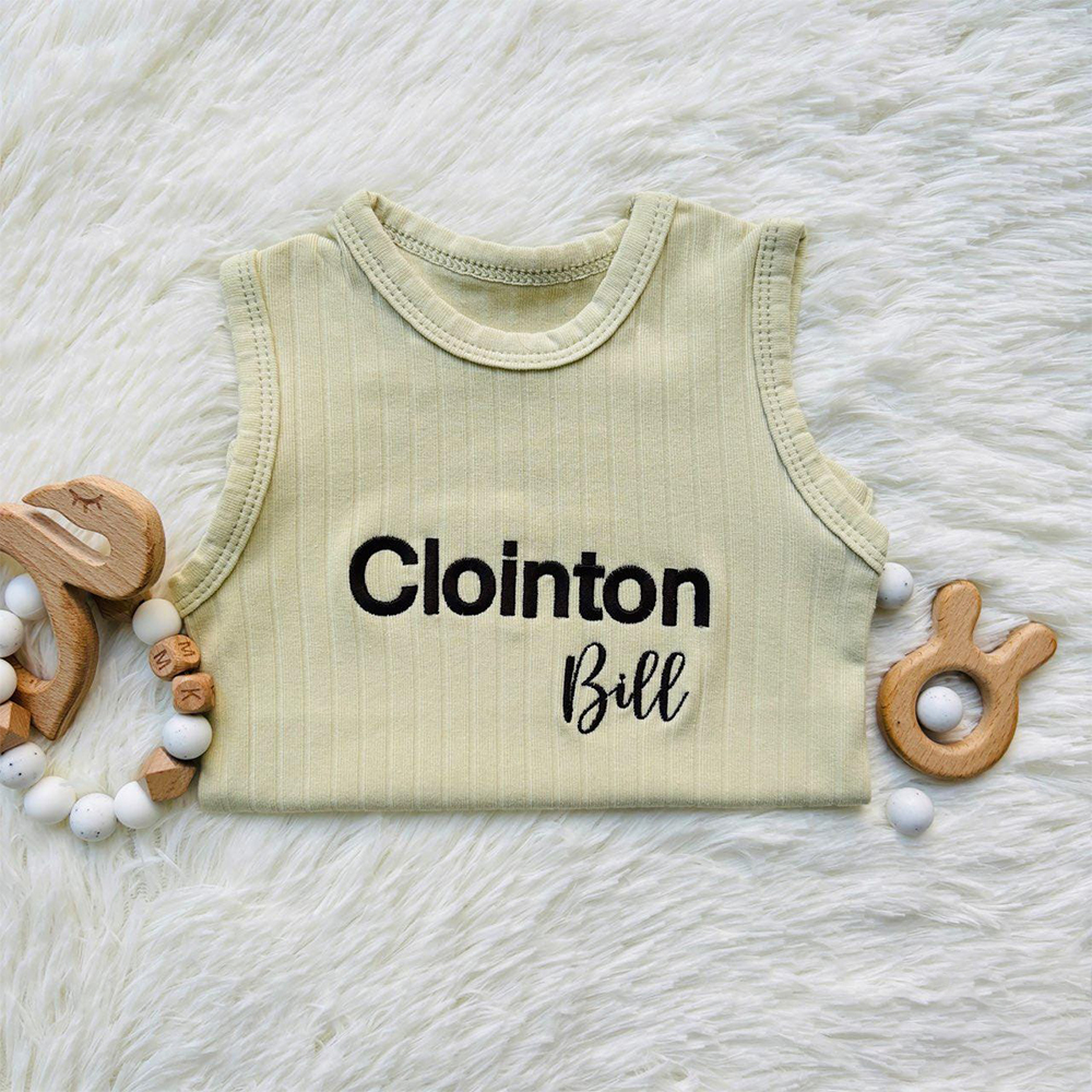 Personalized Embroidered Baby Summer Cool Breathable Romper | CWBaby264