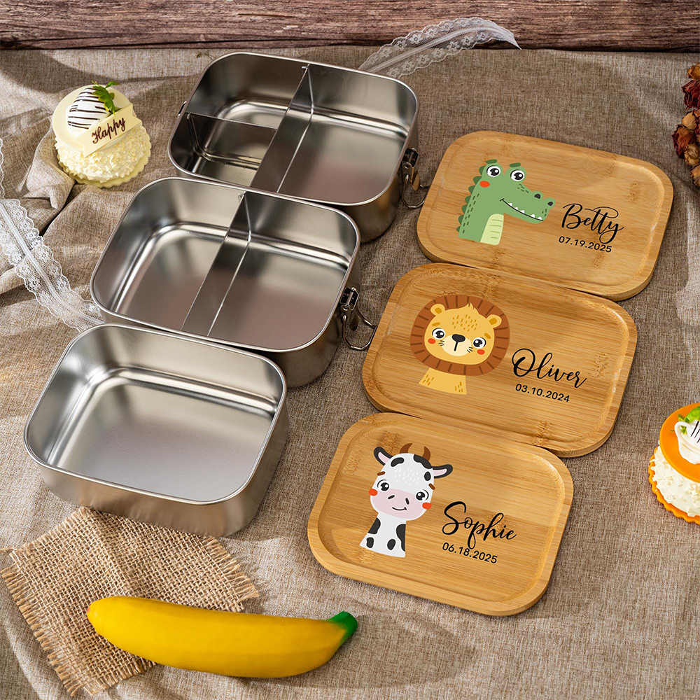 Personalized Wooden Children's Stainless Lunch Box | CWToy134