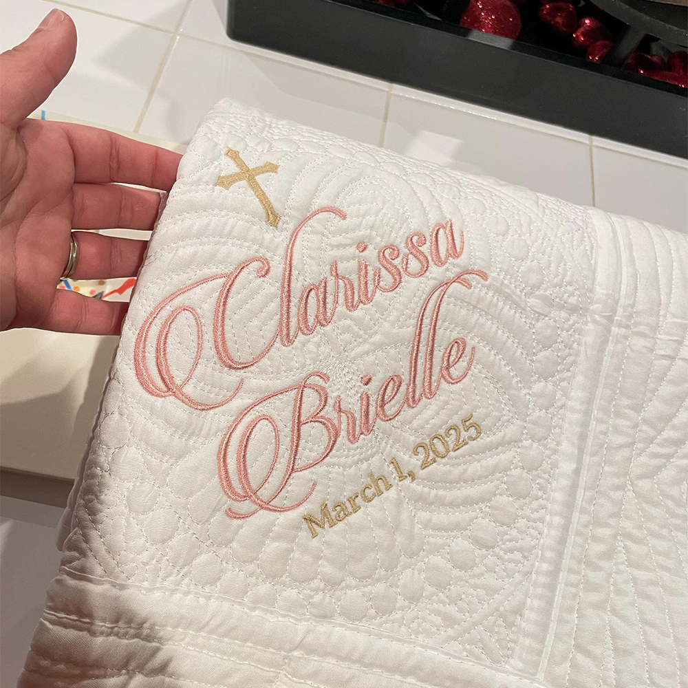 Personalized Embroidered Baptism Gift Blanket | CWBaby266