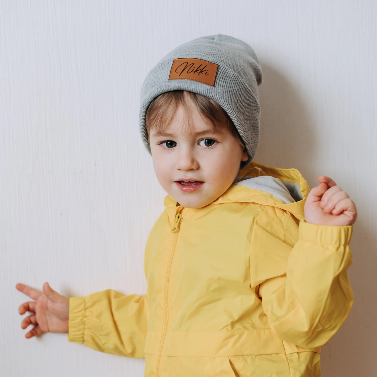 Personalized Leather Patch Beanie for Comfort & Unique | HSKid37