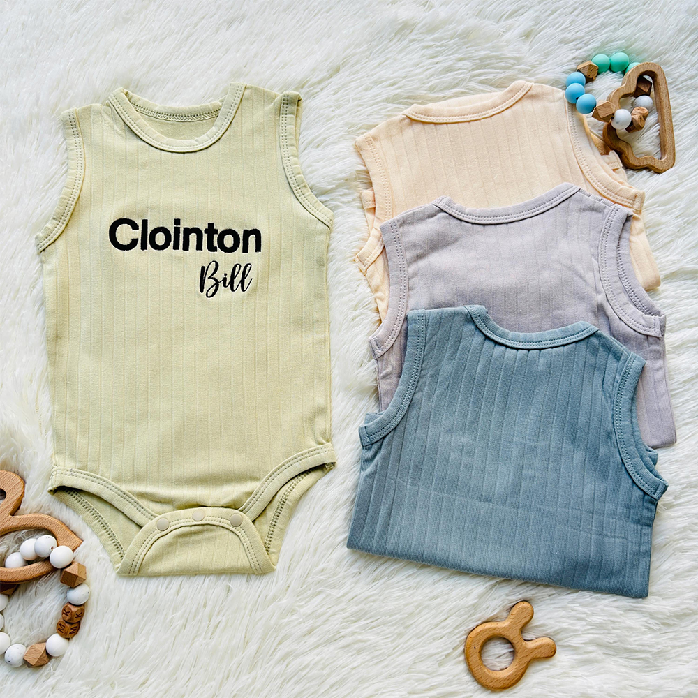 Personalized Embroidered Baby Summer Cool Breathable Romper | CWBaby264