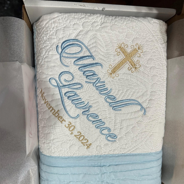 Personalized Embroidered Baptism Gift Blanket | CWBaby266