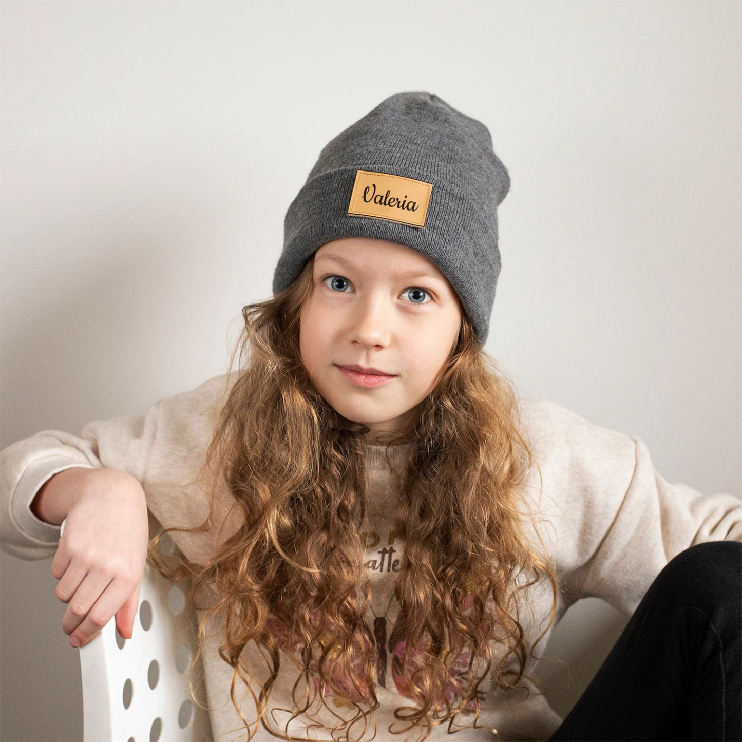 Personalized Leather Patch Beanie for Comfort & Unique | HSKid37