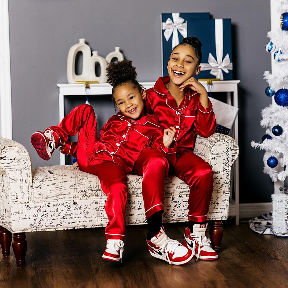 Personalized Christmas Satin Family Pajamas Set | CWFamily119