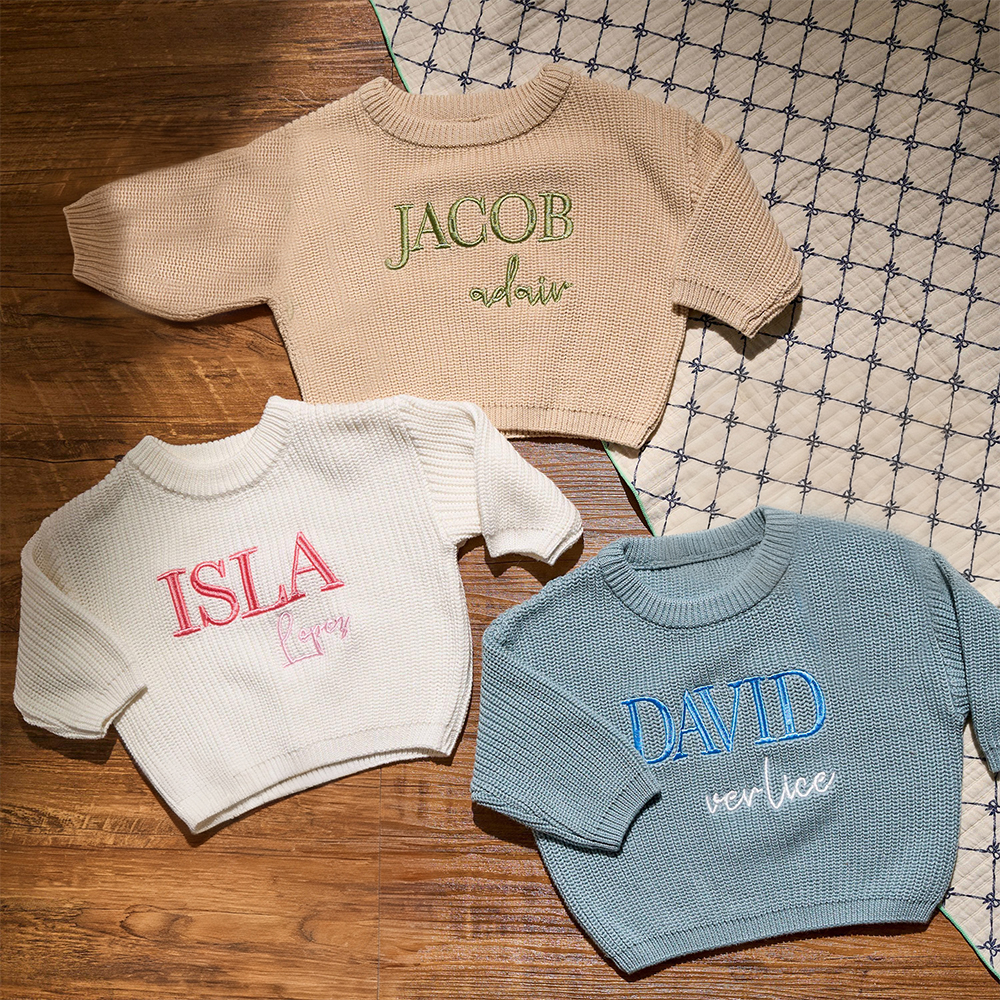 Personalized Embroidered Name Baby Sweater | CWBaby329