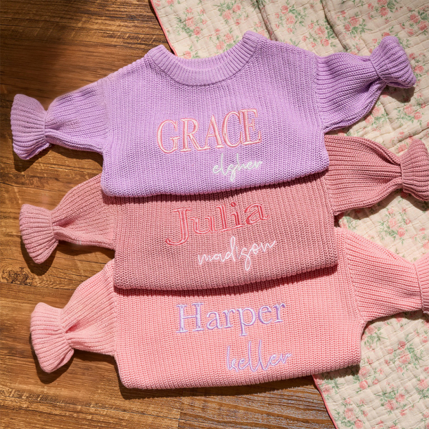 Personalized Embroidered Name Baby Sweater | CWBaby329