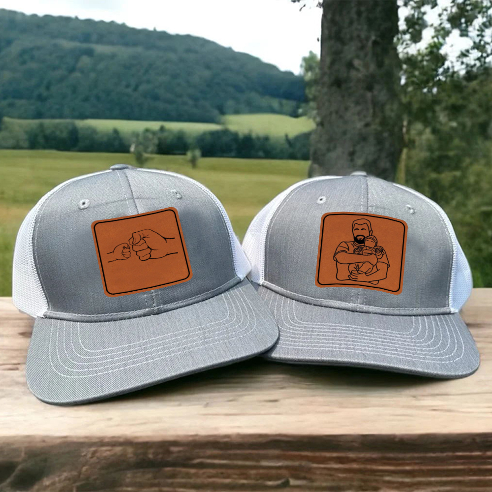 Personalized Engraved Outline Portrait Trucker Hat Gifts for Dad | CWBeach107