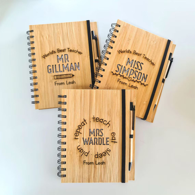 Personalized Bamboo Notebook and Pen Set for Teacher Appreciation Gift | CWTeach03
