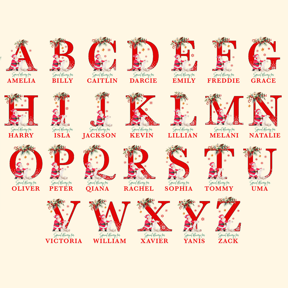 Personalized Initial Christmas 16" x 24" Canvas Gift Bag | MCGift34