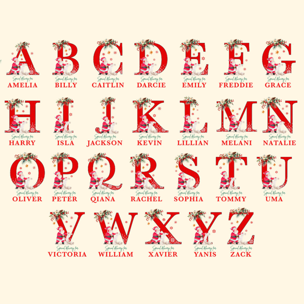 Personalized Initial Christmas 16" x 24" Canvas Gift Bag | MCGift34