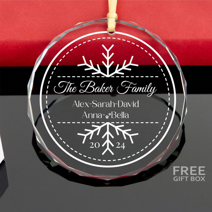 Personalized Glass Family Christmas Ornaments | CWGlass08
