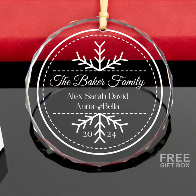 Personalized Glass Family Christmas Ornaments | CWGlass08