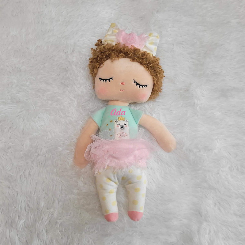 Personalized Kid's Embroidery Angela Curls Doll | DEGMine04