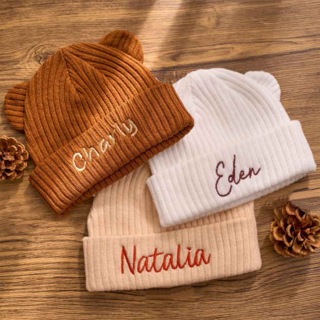 Personalized Embroidery Lovely Bear Baby Hat for Comfort & Unique | HSKid57