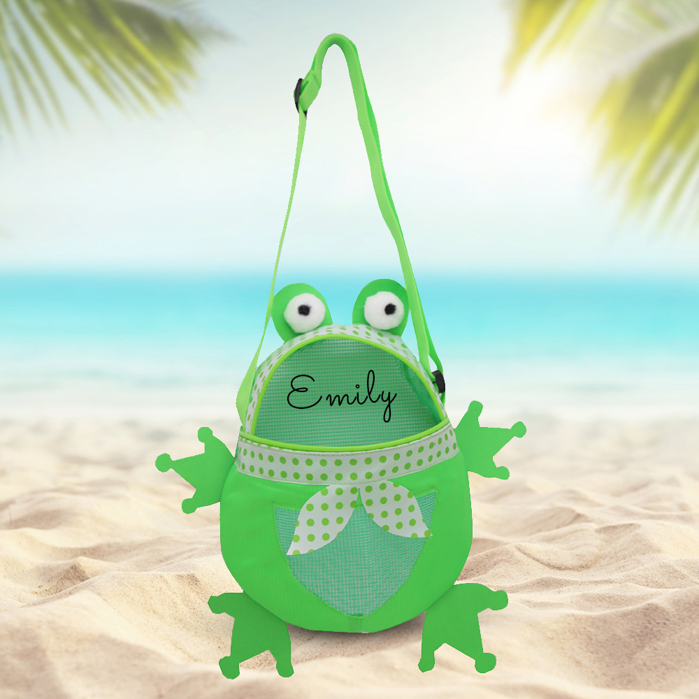 Personalized Kids Cute Frog Beach Tote Bag | CWBeach167