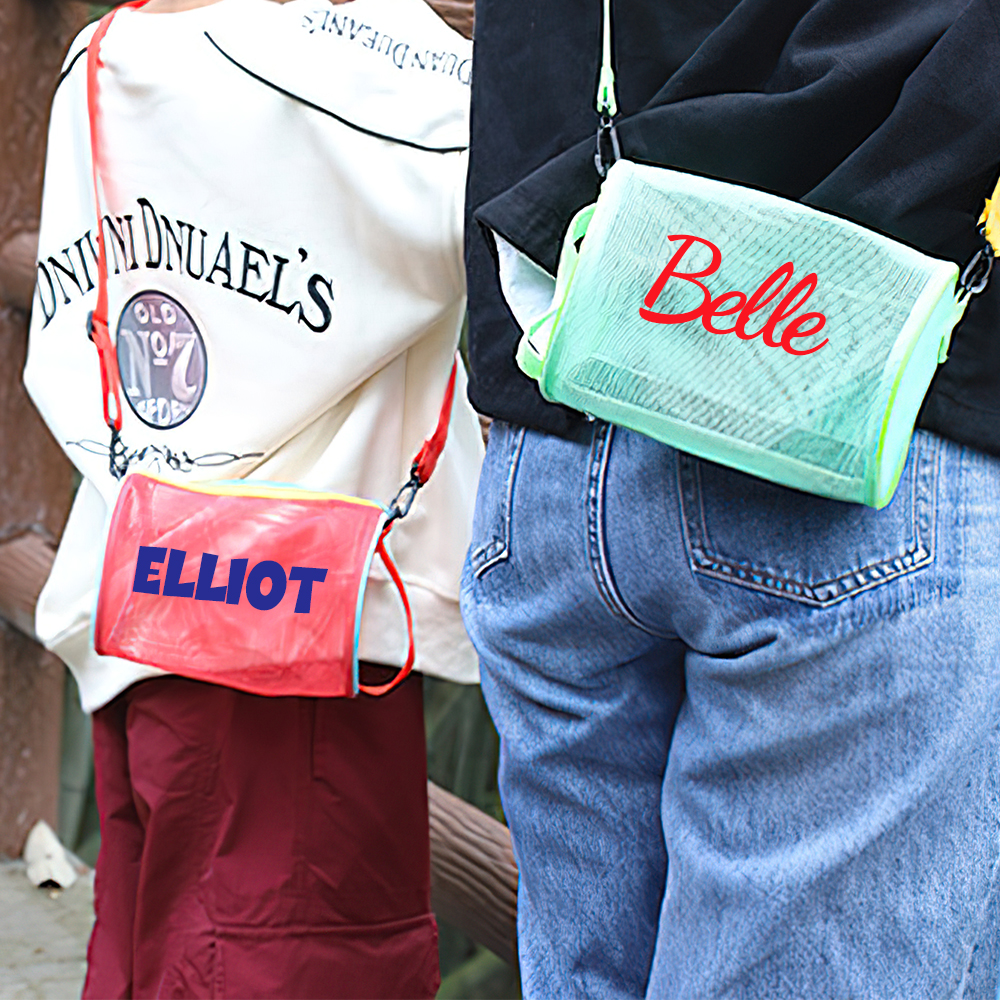 Personalized Cylinder Seashell Zipper Mesh Beach Bag | CWBeach165