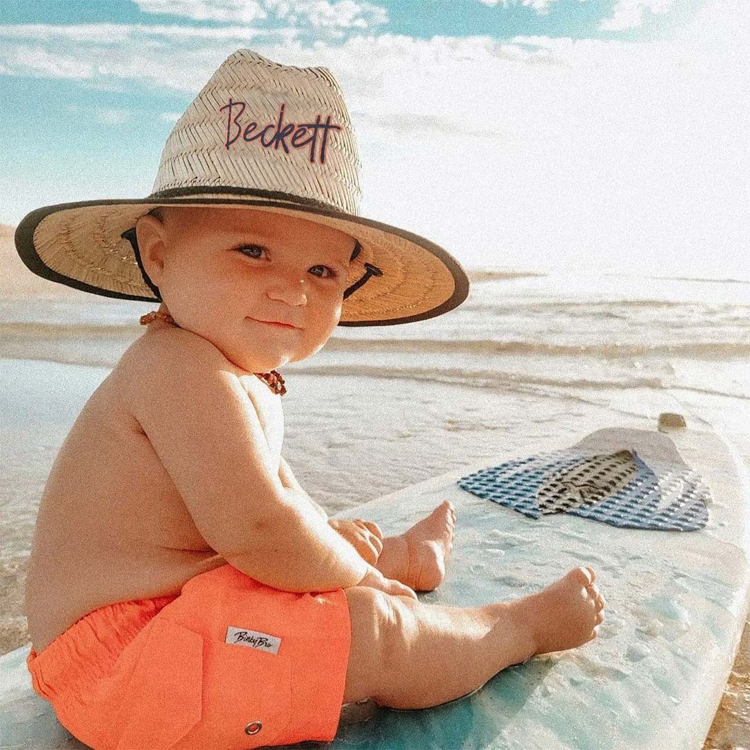 Personalized Summer Leather Name Straw Hat for Comfort & Unique | CWBeach123