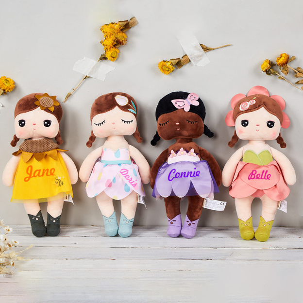 Personalized Baby's Embroidery Floral Dreammates Doll | DEGMine01