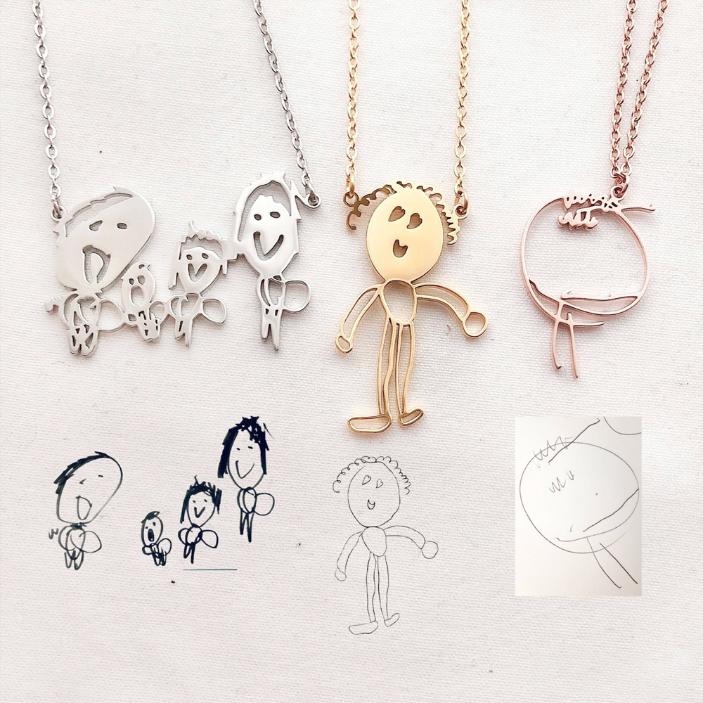 Personalized Kids Painting Artwork Necklace | CWJewelry01