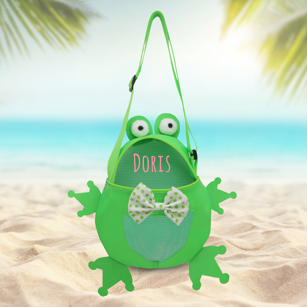 Personalized Kids Cute Frog Beach Tote Bag | CWBeach167