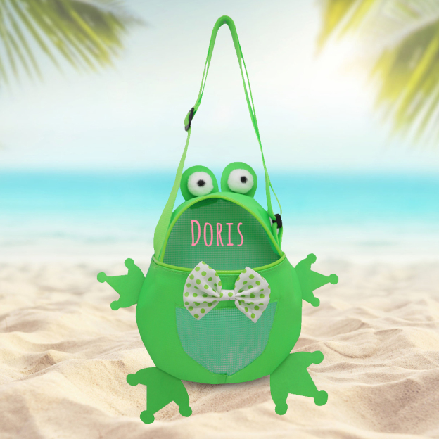 Personalized Kids Cute Frog Beach Tote Bag | CWBeach167