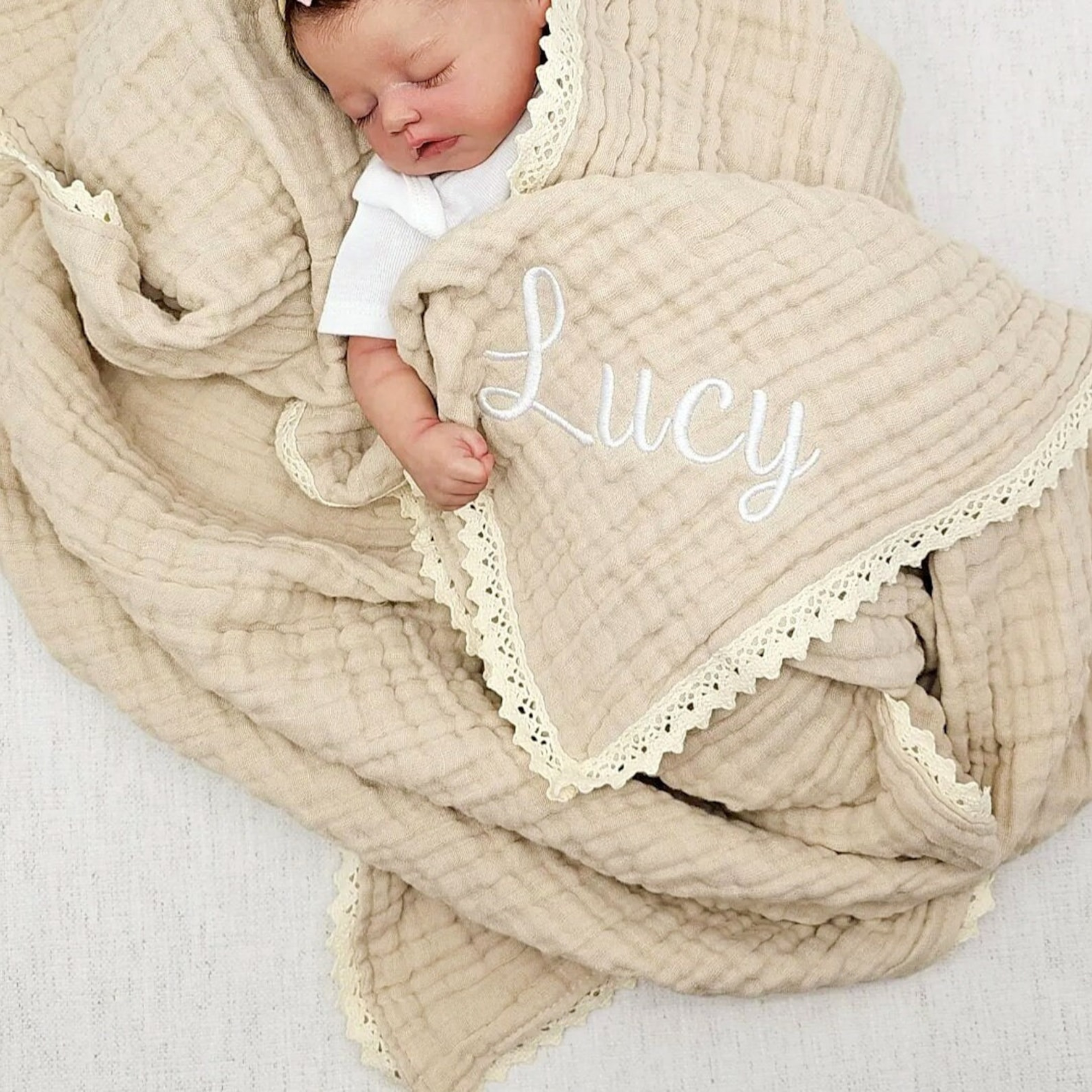 Personalized Embroidered Name Baby Swaddle Blanket for Unique Gift | KKBaby23