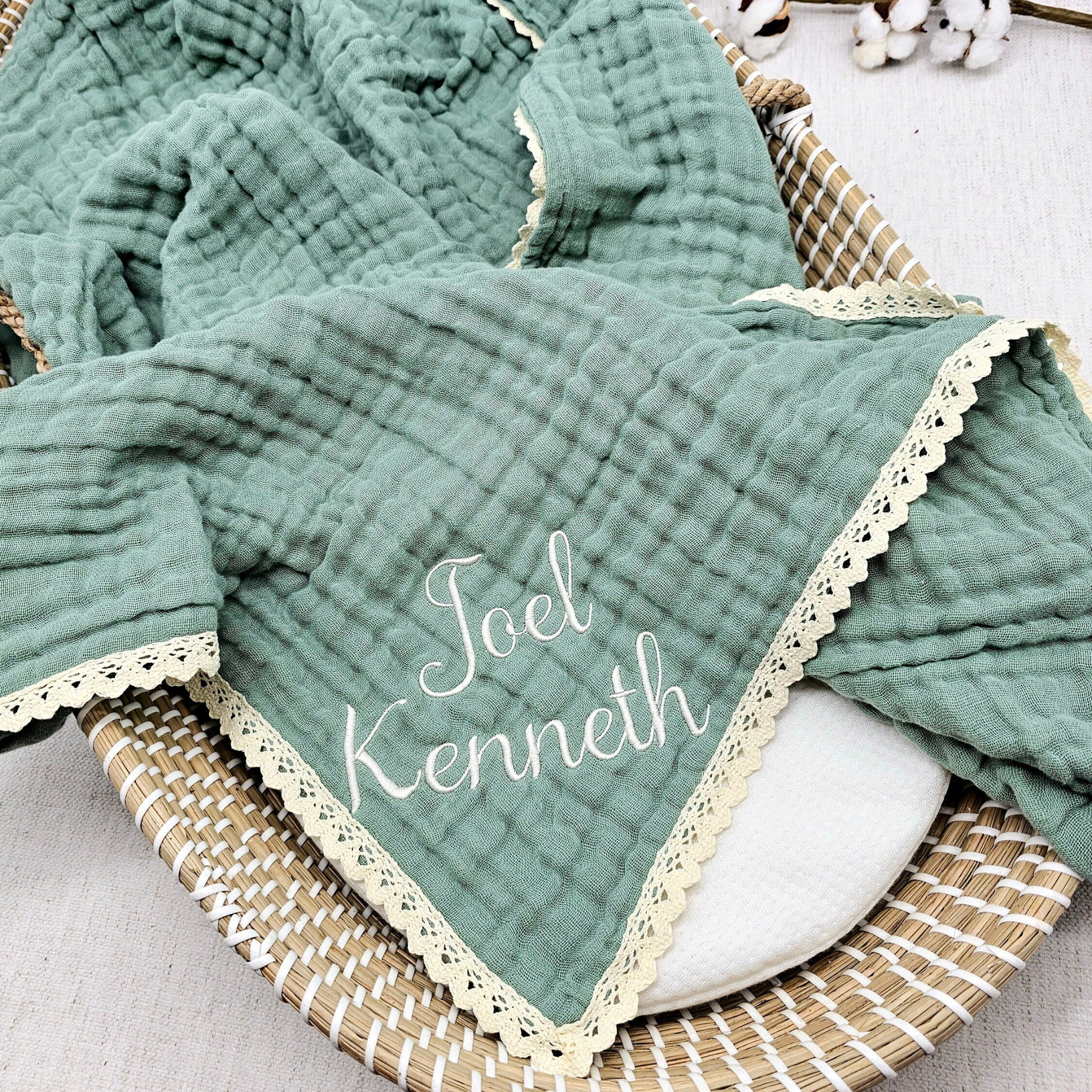 Personalized Embroidered Name Baby Swaddle Blanket for Unique Gift | KKBaby23