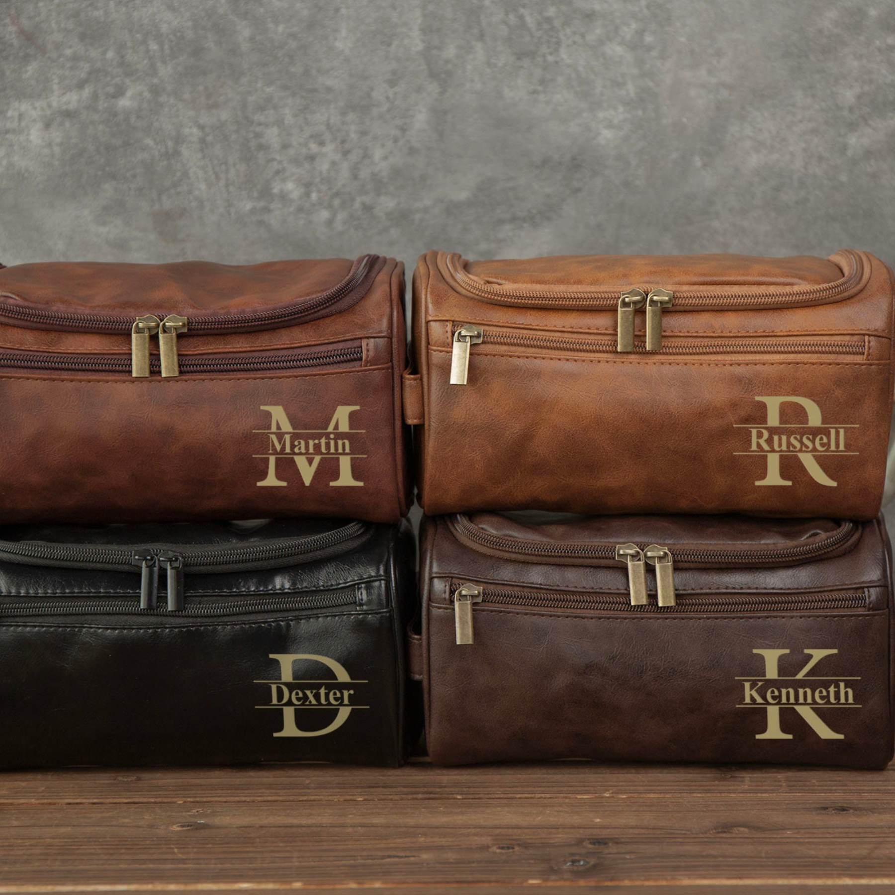 Personalized Leather Monogram Engraved Wash Bag for Unique & Love | JNSBag05