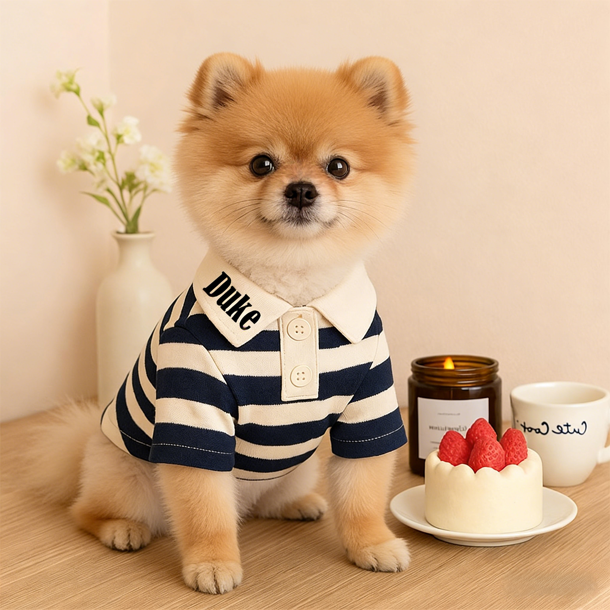 Personalized Pet Striped Polo Shirt | KKPet399