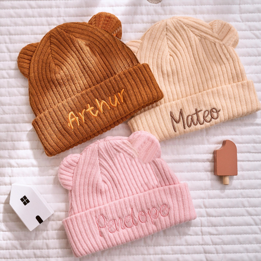 Personalized Embroidery Lovely Bear Baby Hat for Comfort & Unique | HSKid57