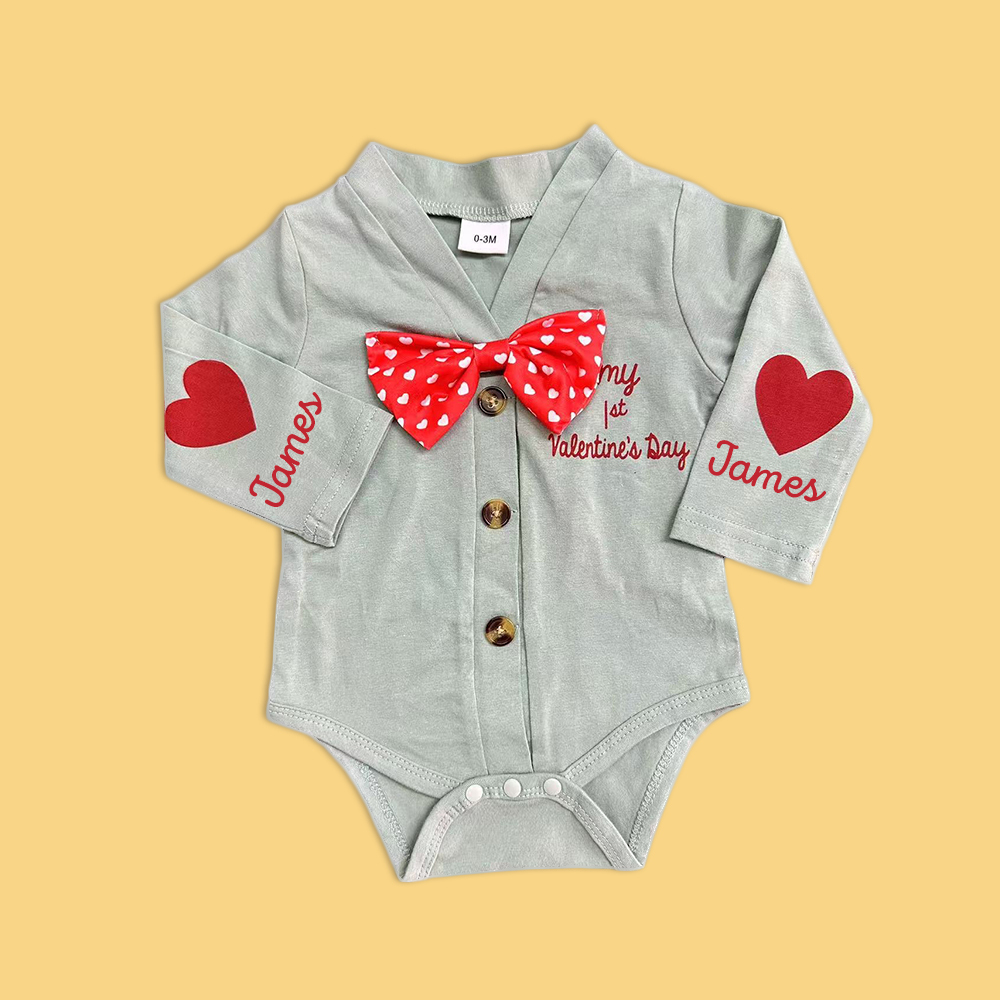 Personalized Baby 1st Valentines Day Bowtie and Outfit Set | CWBaby168