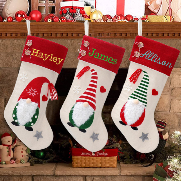Personalized Embroidered Gnomes Christmas Stocking | MCGift47