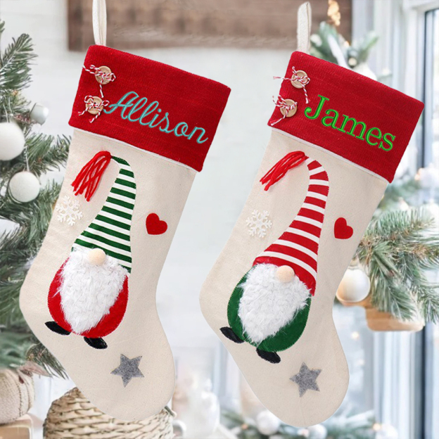 Personalized Embroidered Gnomes Christmas Stocking | MCGift47