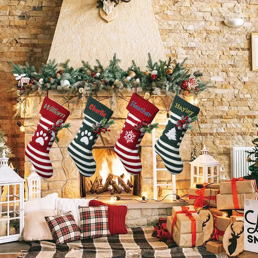 Personalized Embroidered Paw Christmas Stocking | MCGift49