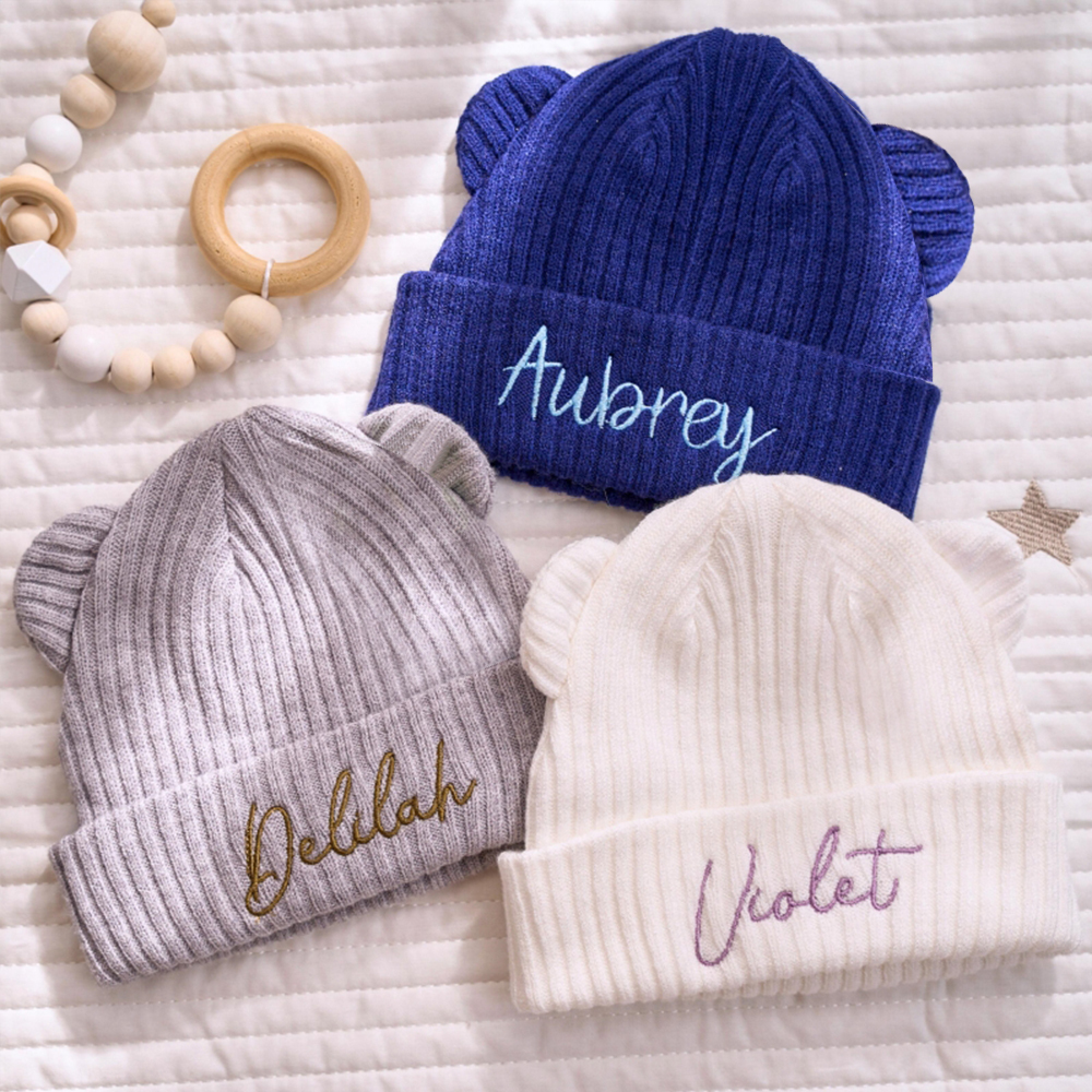Personalized Embroidery Lovely Bear Baby Hat for Comfort & Unique | HSKid57