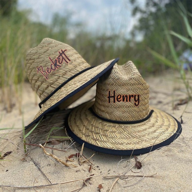Personalized Summer Leather Name Straw Hat for Comfort & Unique | CWBeach123