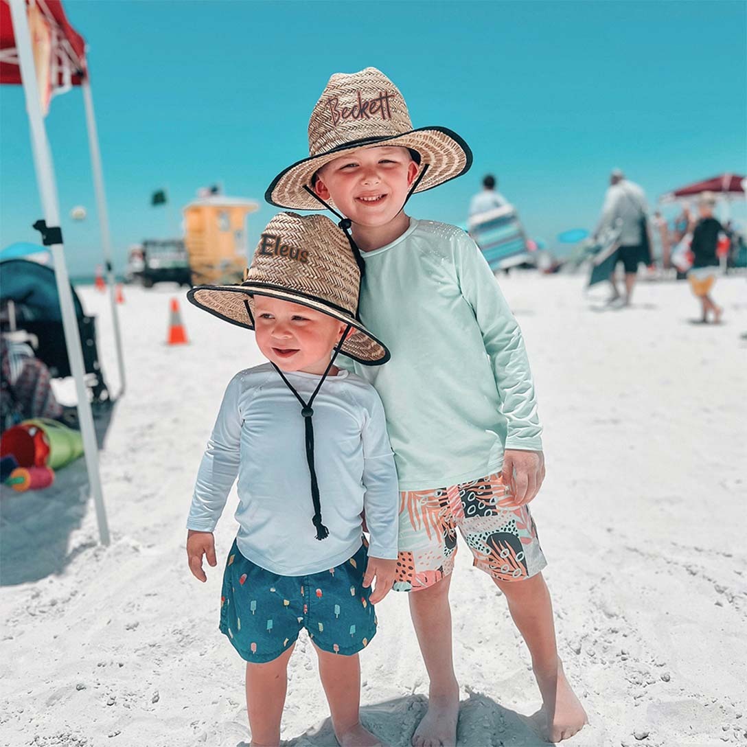 Personalized Summer Leather Name Straw Hat for Comfort & Unique | CWBeach123